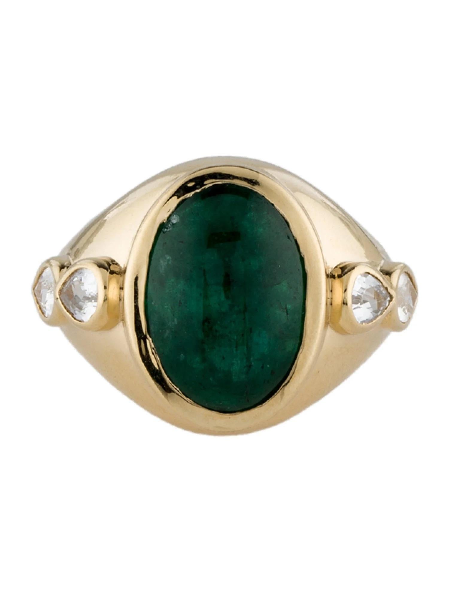 Artiste Bague cocktail en or jaune 14 carats, émeraude et saphir 5,92 carats, taille 6,75 en vente