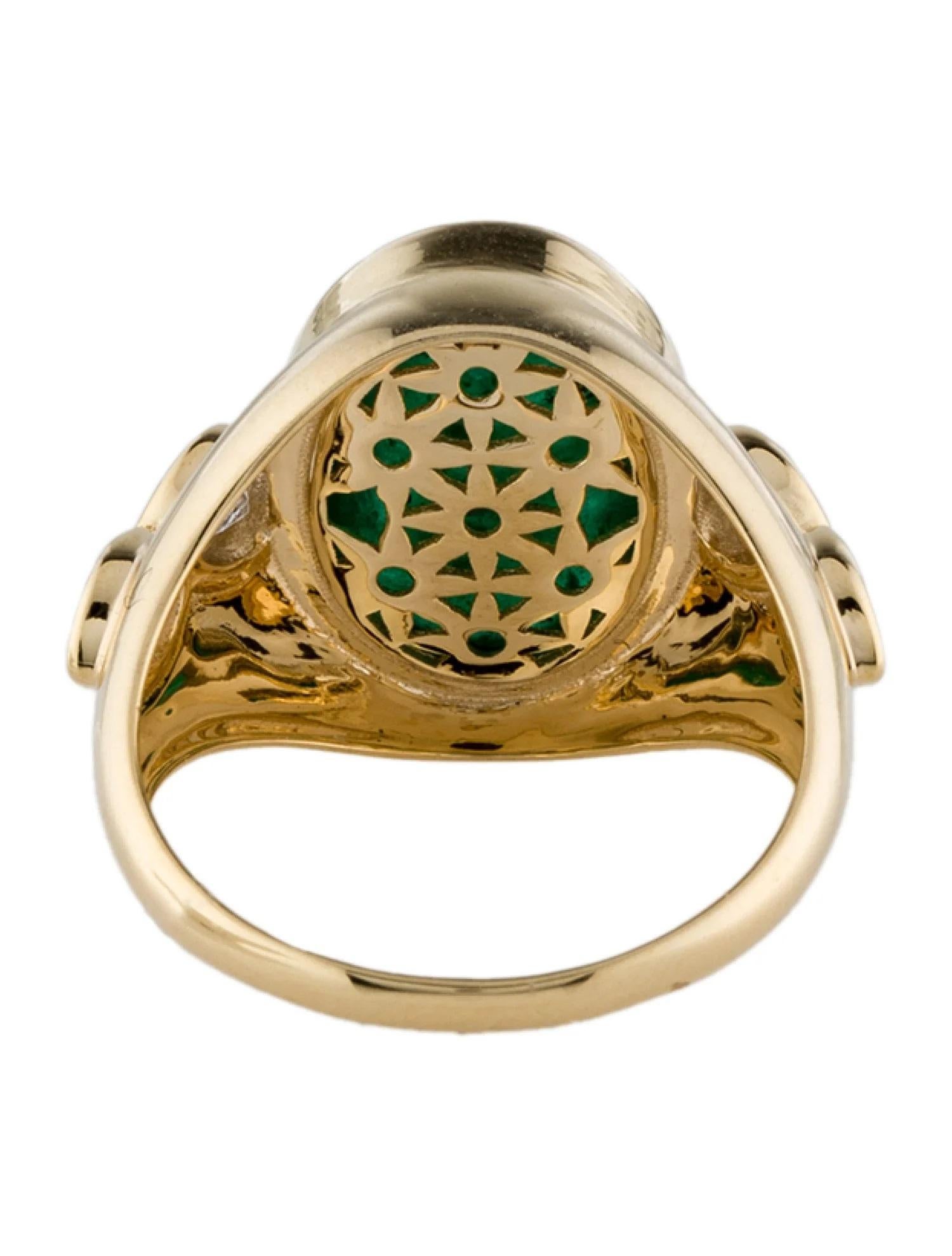 Taille émeraude Bague cocktail en or jaune 14 carats, émeraude et saphir 5,92 carats, taille 6,75 en vente