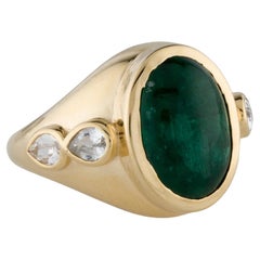 Bague cocktail en or jaune 14 carats, émeraude et saphir 5,92 carats, taille 6,75