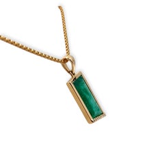 14K Yellow Gold 5.97 carat Emerald Pendant with GIA Report and Diamonds and 24"