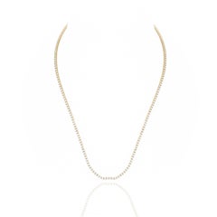 14K Yellow Gold 5.99 Carat Round Diamond Tennis Necklace