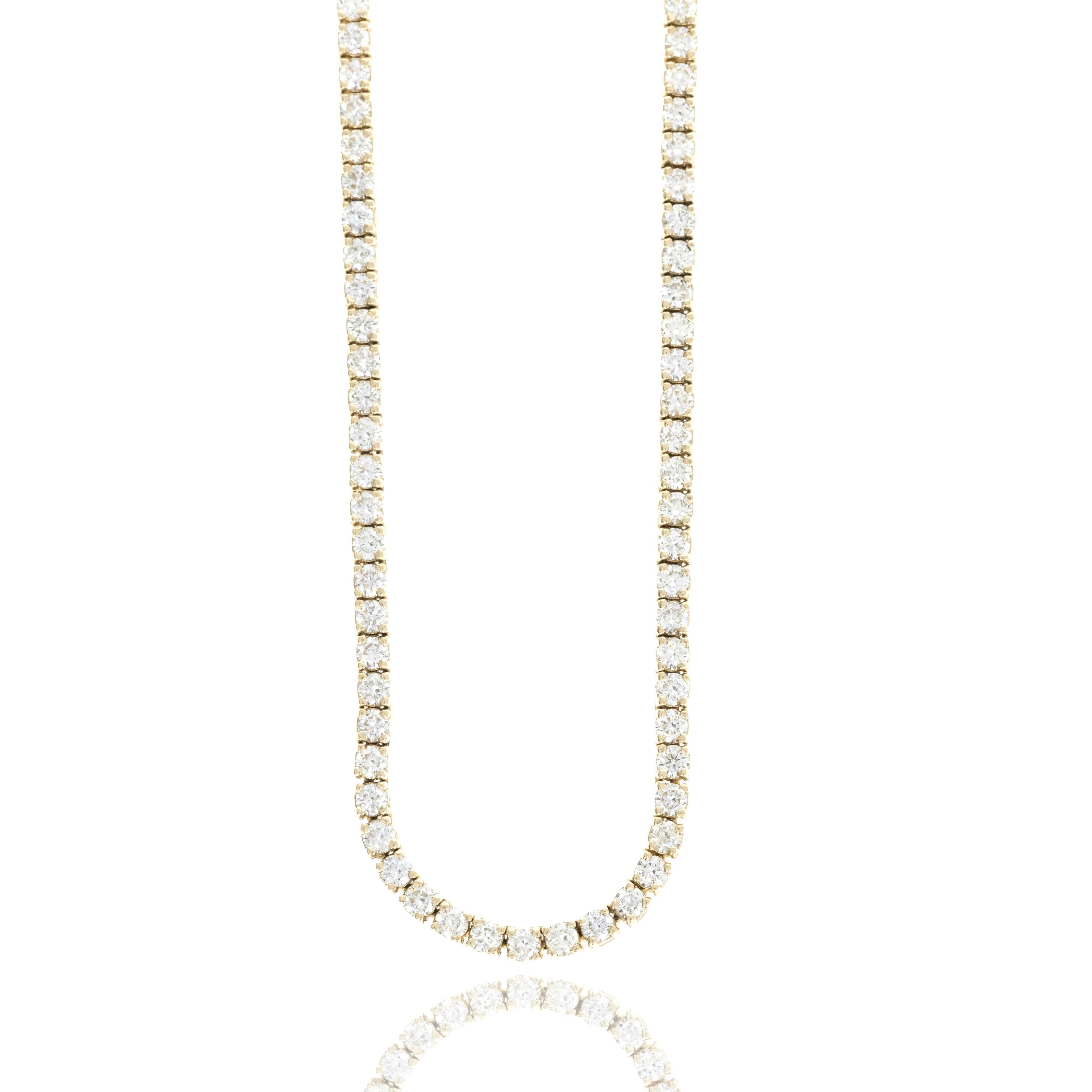 Collier tennis en or jaune 14 carats avec diamants ronds de 5,99 carats en vente 1