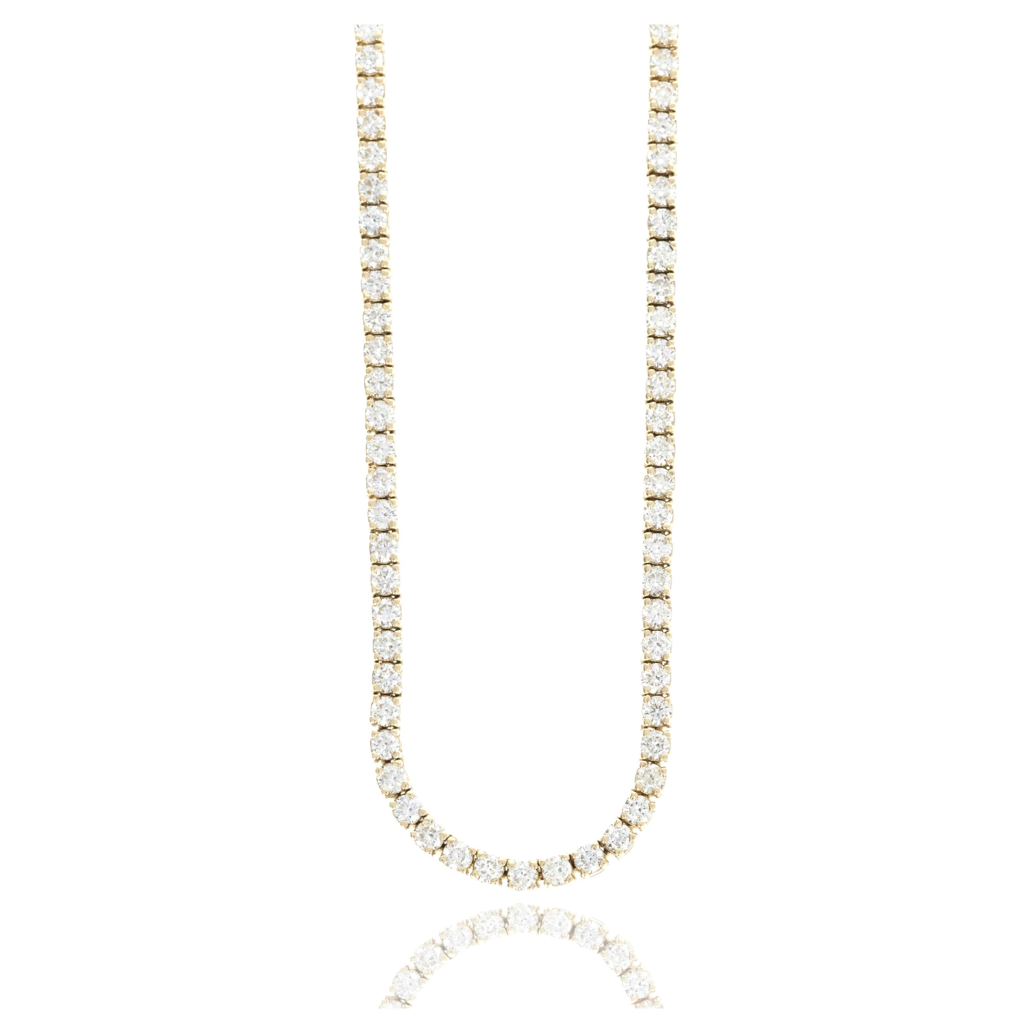14K Gelbgold 5,99 Karat runde Diamant-Tennis-Halskette