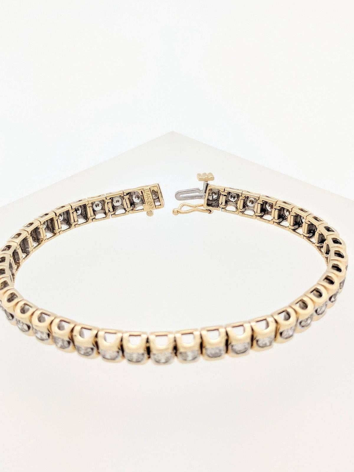 14 Karat Yellow Gold 5 Carat Diamond Tennis Bracelet 1