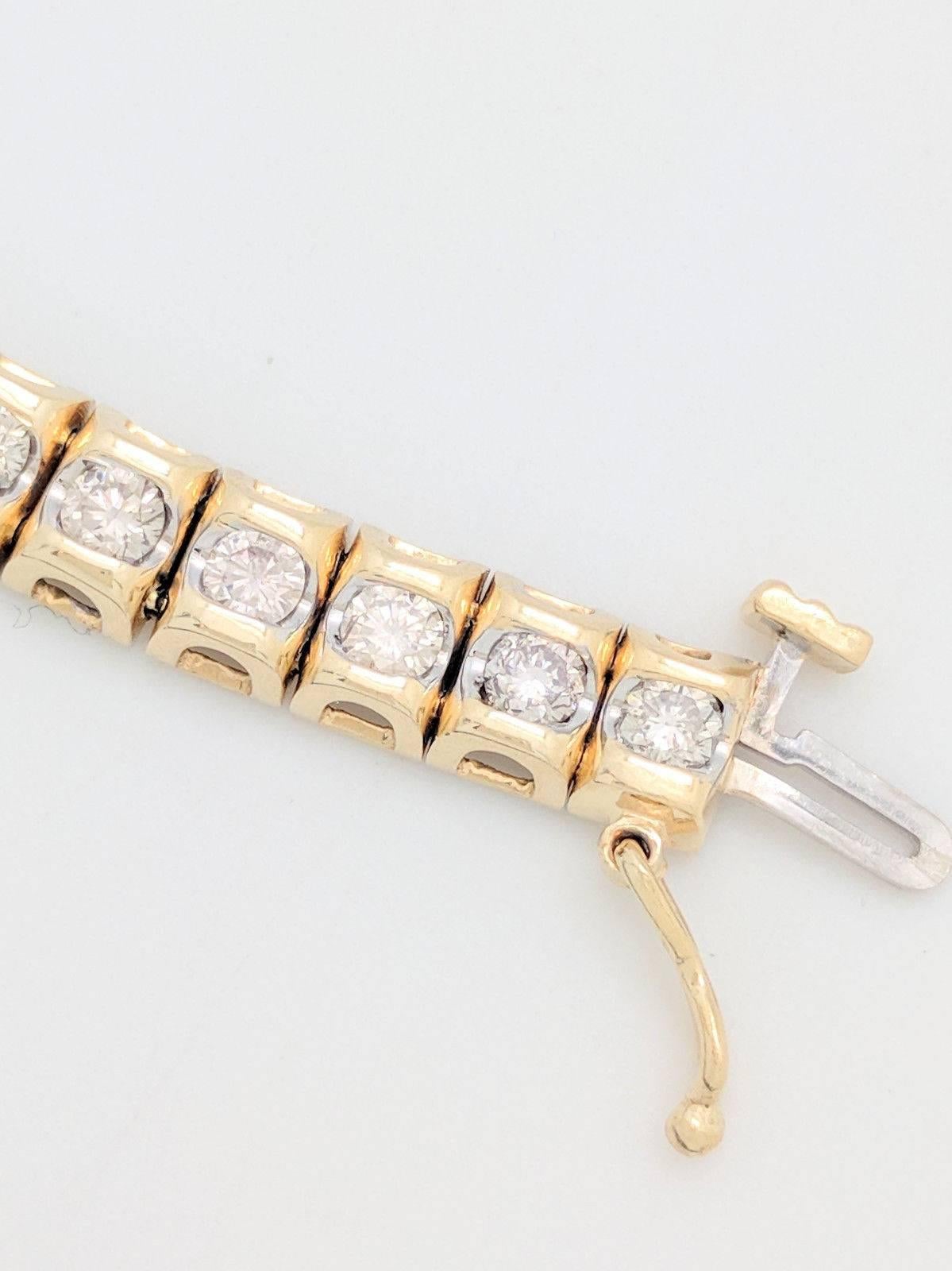 14 Karat Yellow Gold 5 Carat Diamond Tennis Bracelet 2
