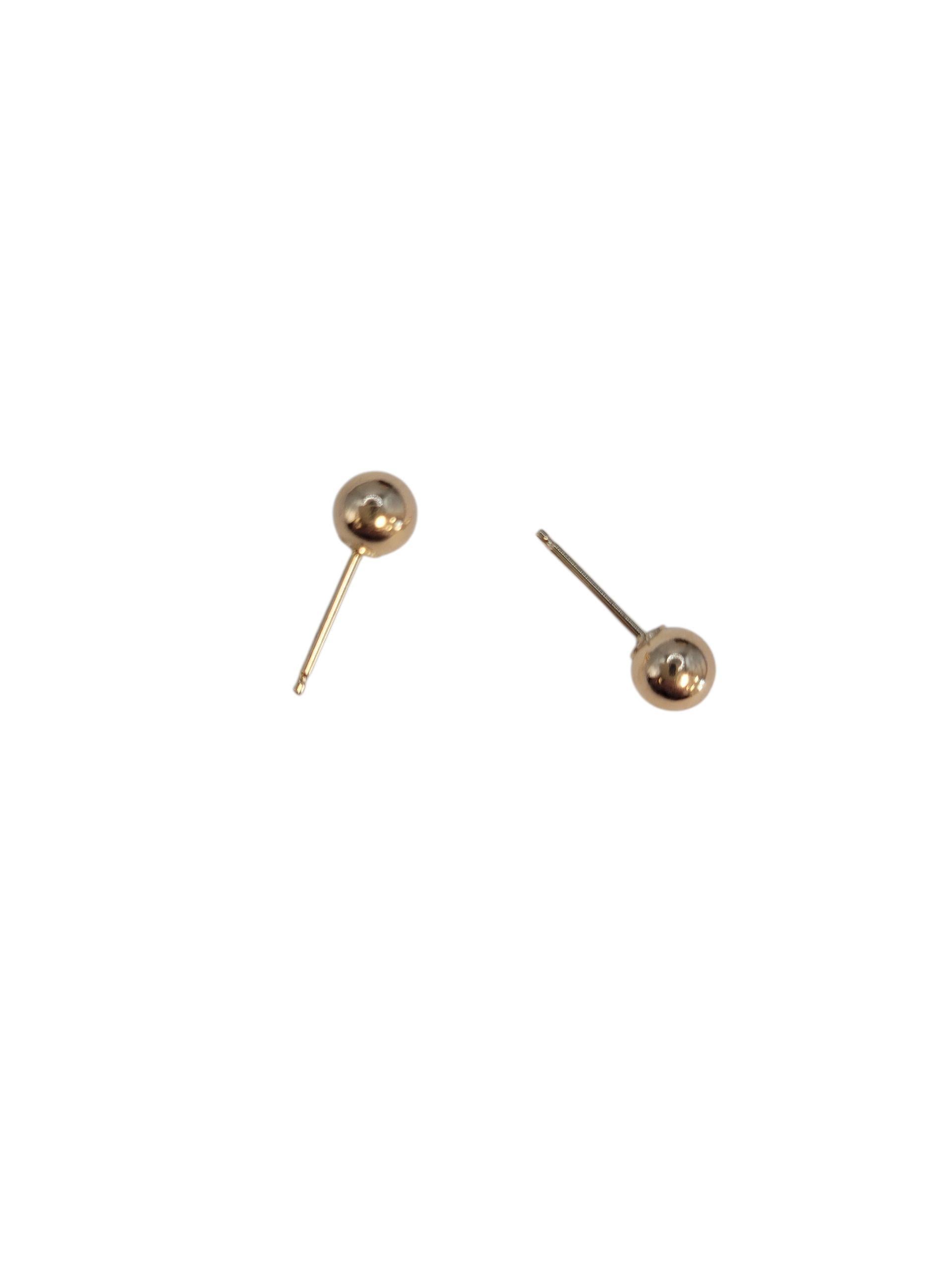 Contemporain Boucles d'oreilles en or jaune 14k Ball and Ball 5mm #23215 en vente