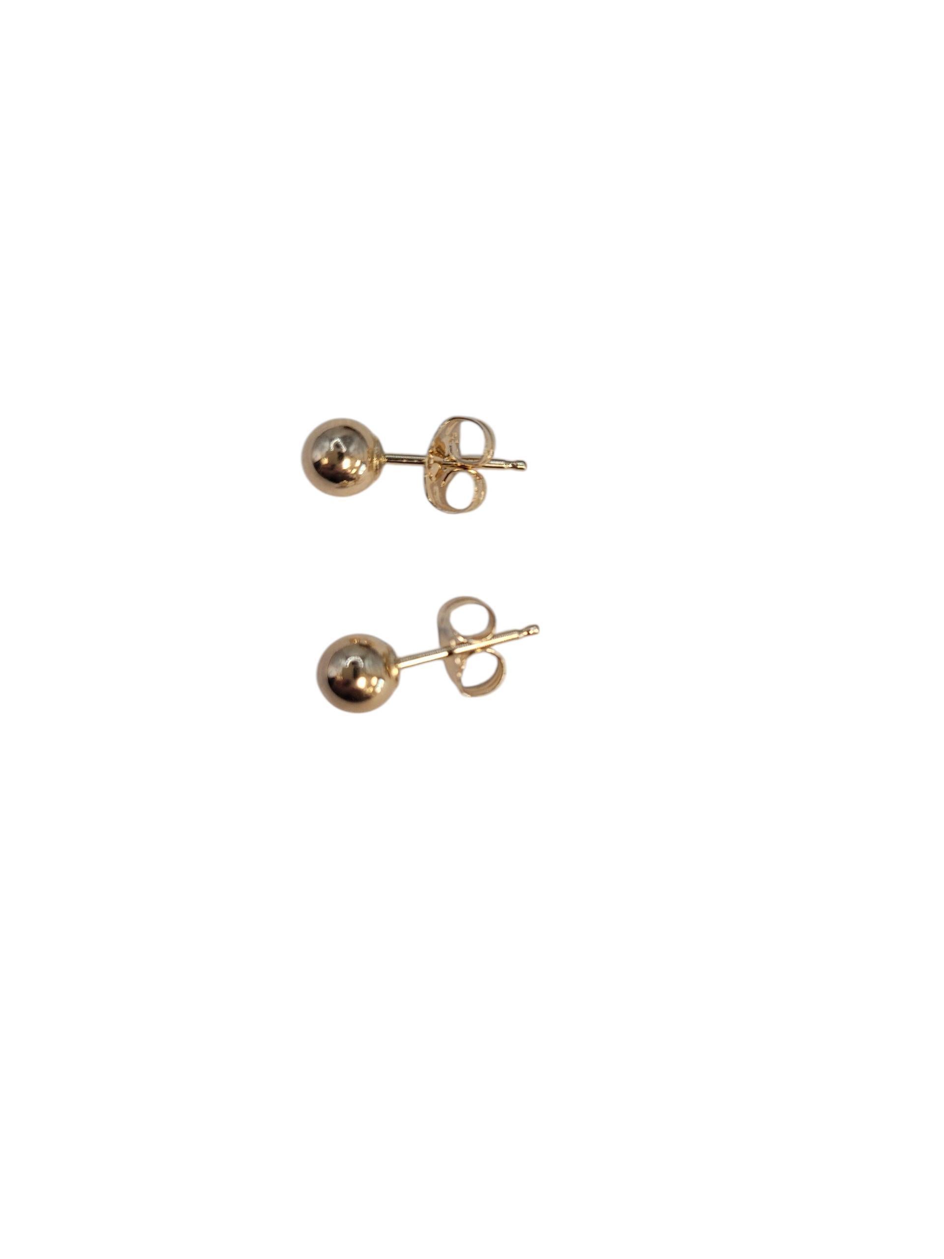 Boucles d'oreilles en or jaune 14k Ball and Ball 5mm #23215 Bon état - En vente à Washington Depot, CT