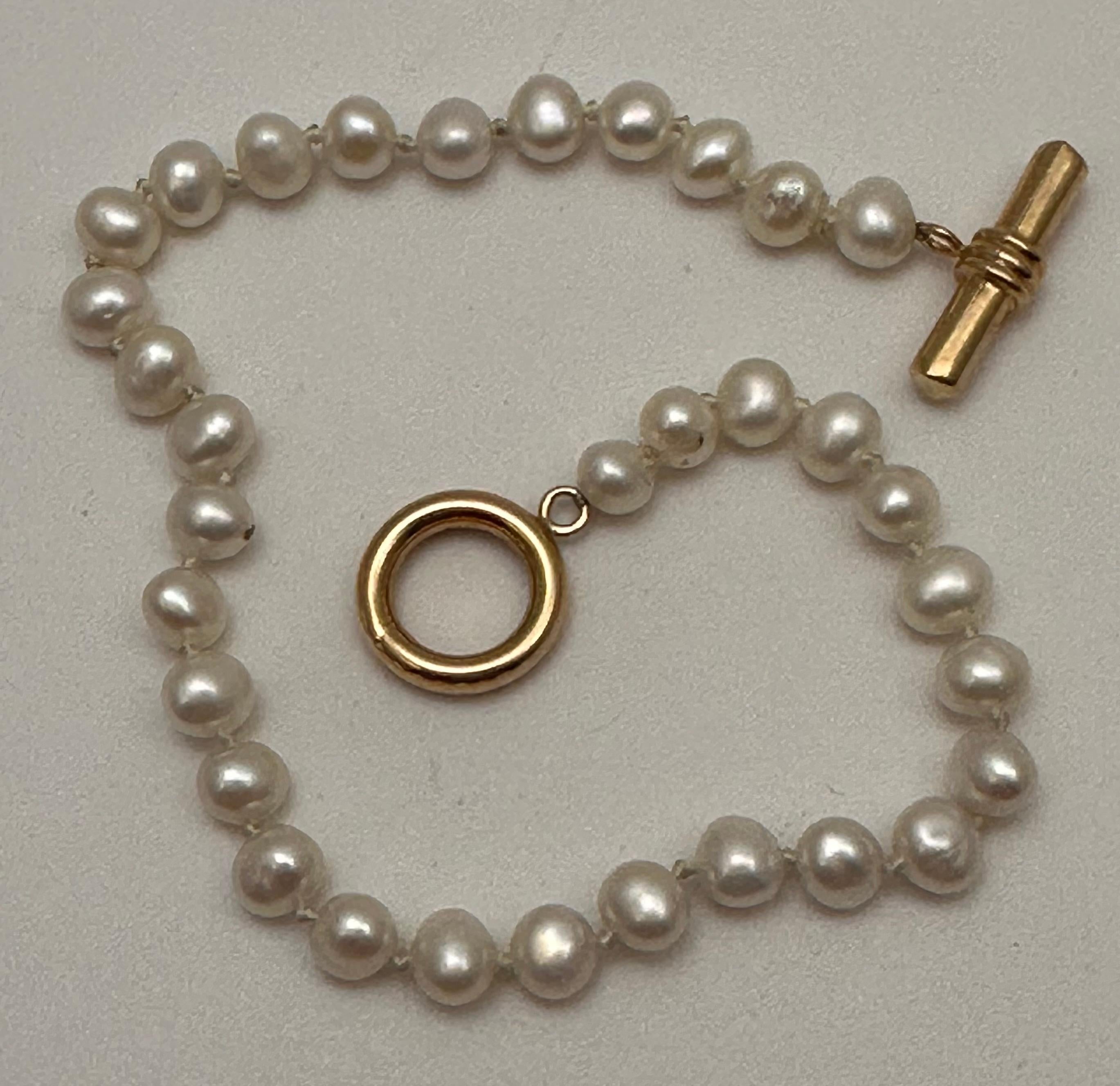 14k Yellow Gold 5mm Pearl 7 1/4