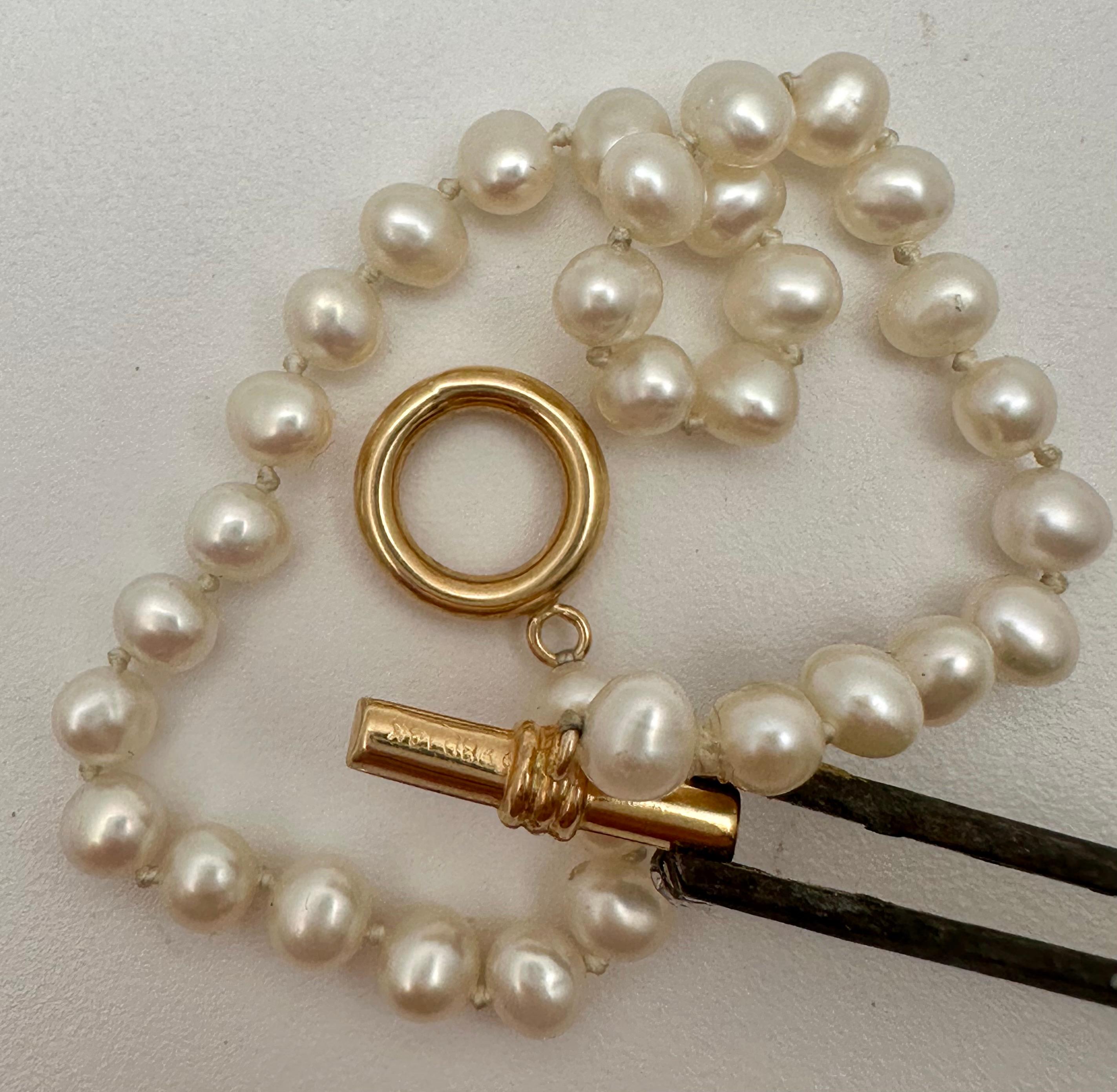 Round Cut 14k Yellow Gold 5mm Pearl 7 1/4