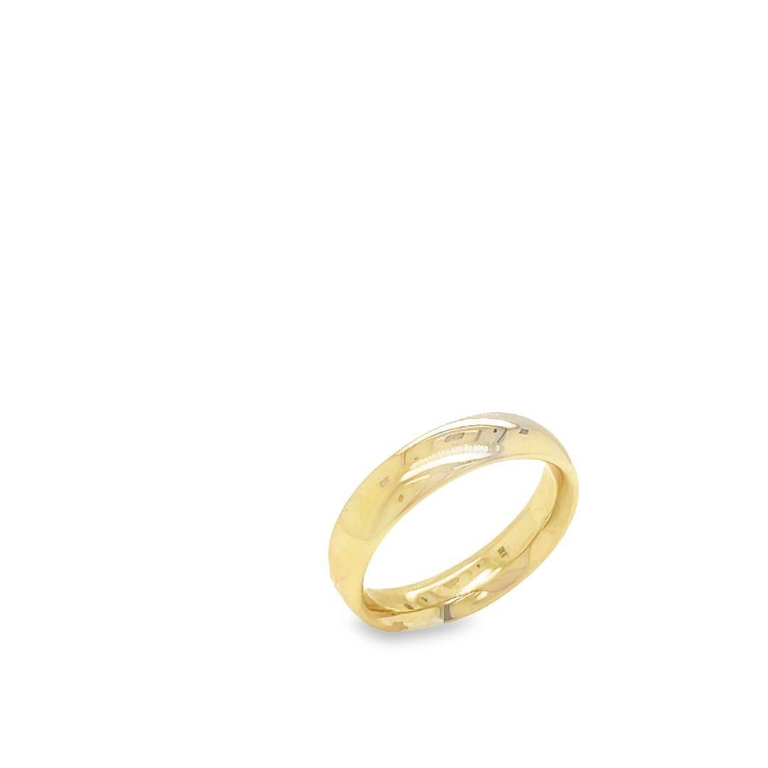 14K Yellow Gold 5mm Slightly Domed Comfort Fit Wedding Ring For Sale 1