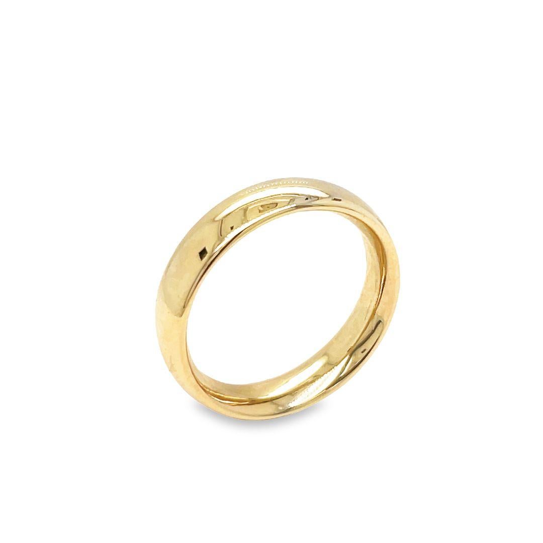 14K Yellow Gold 5mm Slightly Domed Comfort Fit Wedding Ring For Sale 2