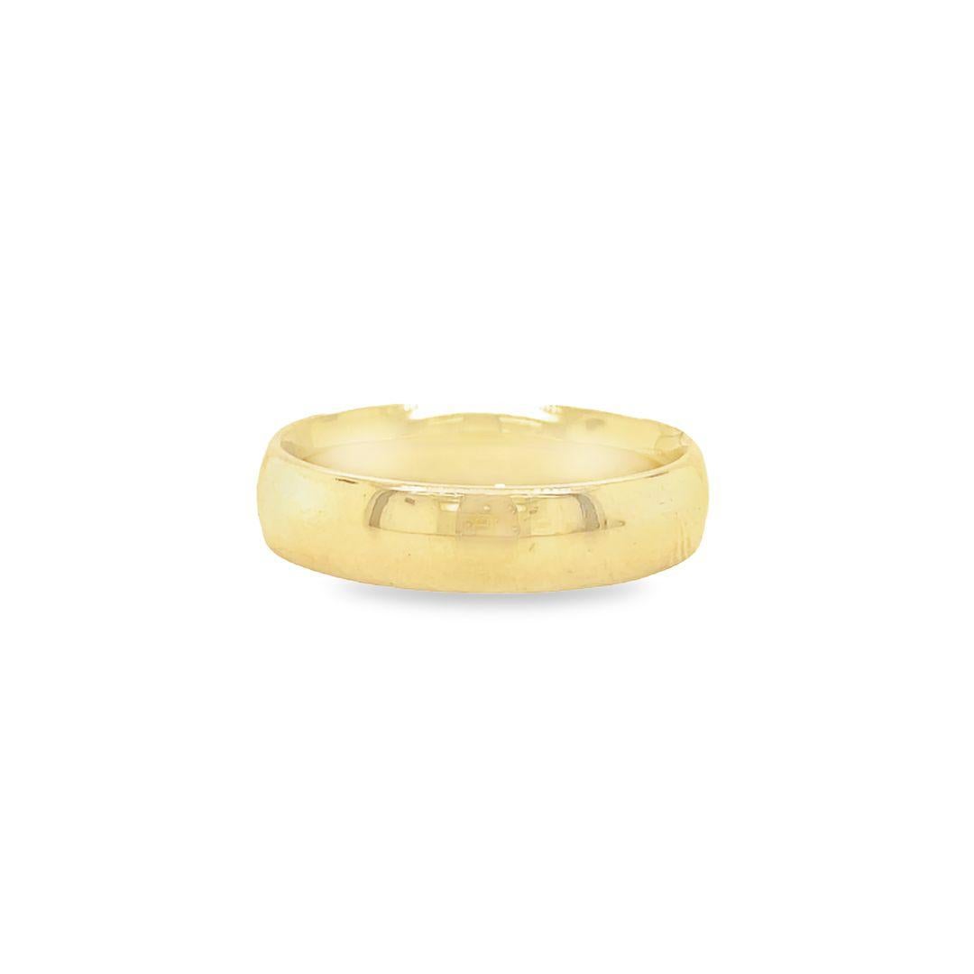 14K Yellow Gold 5mm Slightly Domed Comfort Fit Wedding Ring For Sale 3