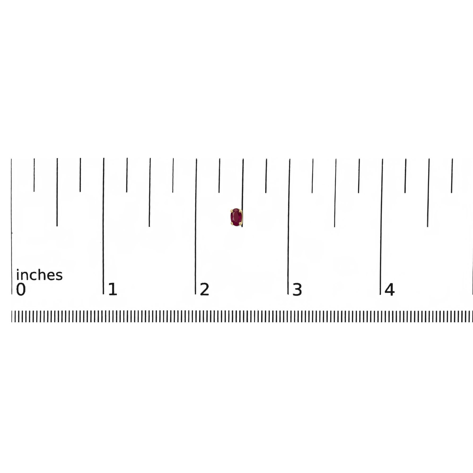 14K Yellow Gold 5x3 MM Oval Red Ruby Solitaire Stud Earrings In New Condition For Sale In New York, NY