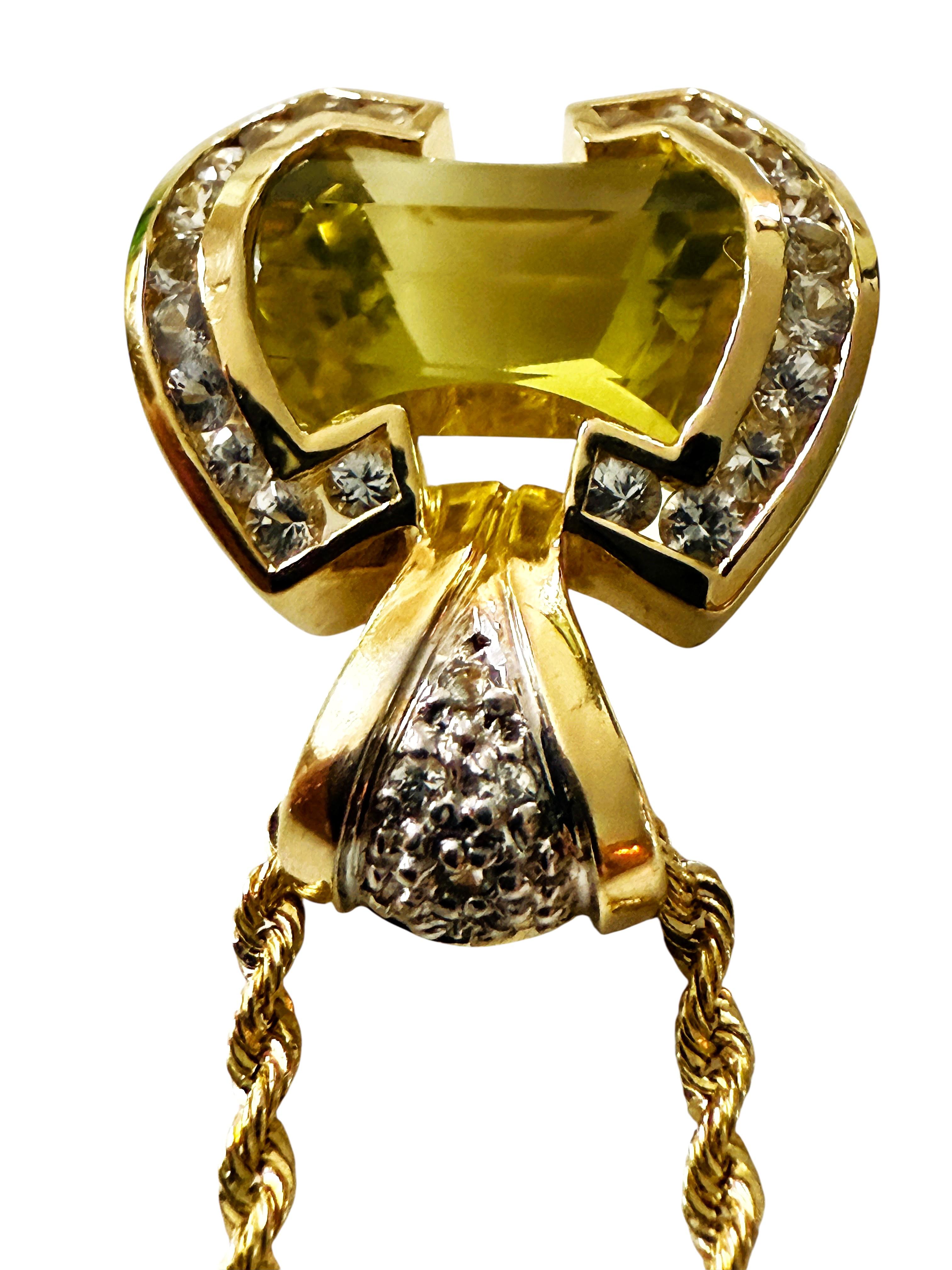 14k Gelbgold 6 Karat Citrin im Strahlenschliff & Saphir im Diamantschliff Halskette 5