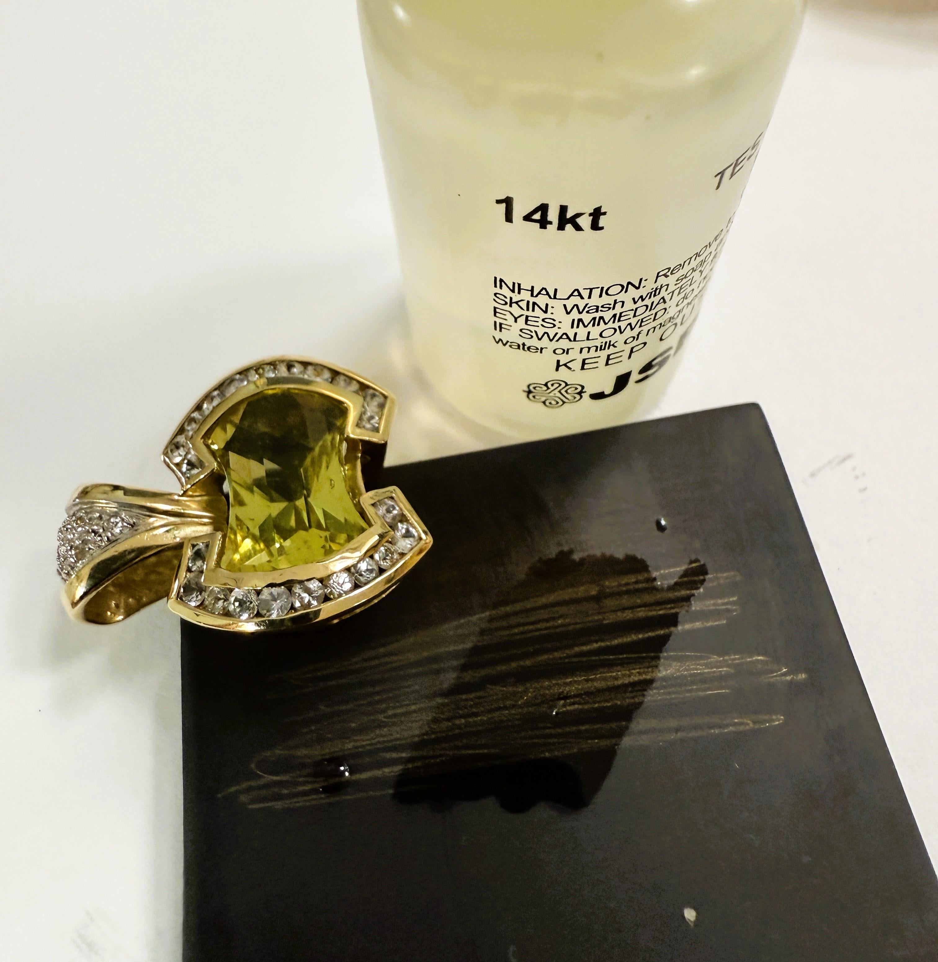 14k Gelbgold 6 Karat Citrin im Strahlenschliff & Saphir im Diamantschliff Halskette 6
