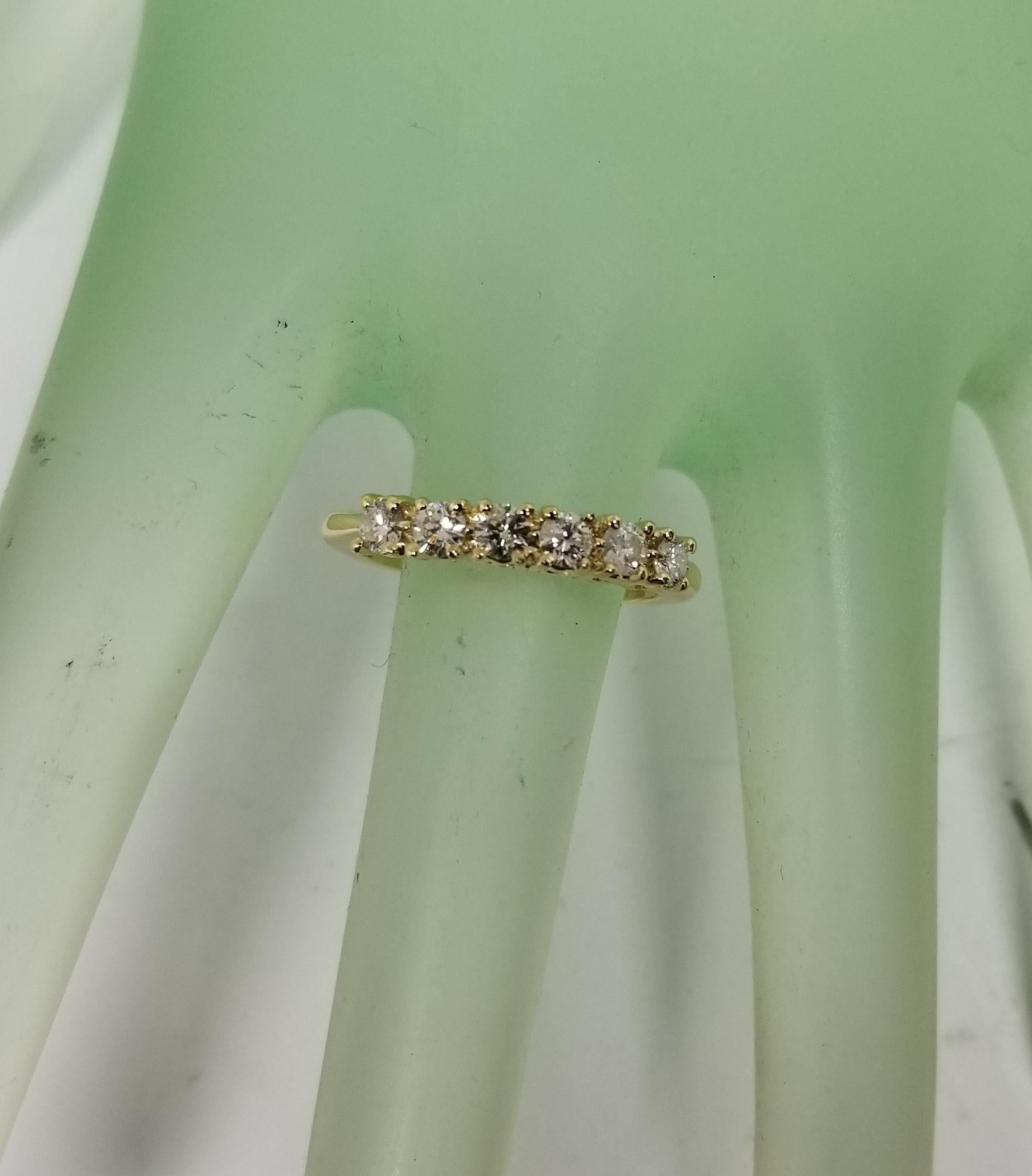 Art Deco 14 Karat Yellow Gold 6 Diamond Ring Wedding Anniversary Ring .52 Pts For Sale