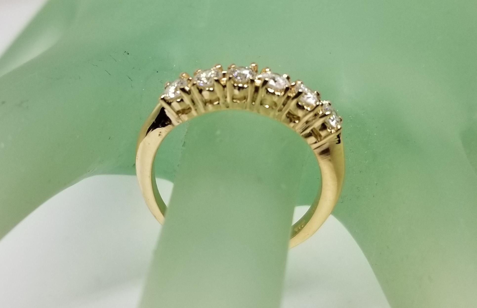 Round Cut 14 Karat Yellow Gold 6 Diamond Ring Wedding Anniversary Ring .52 Pts For Sale