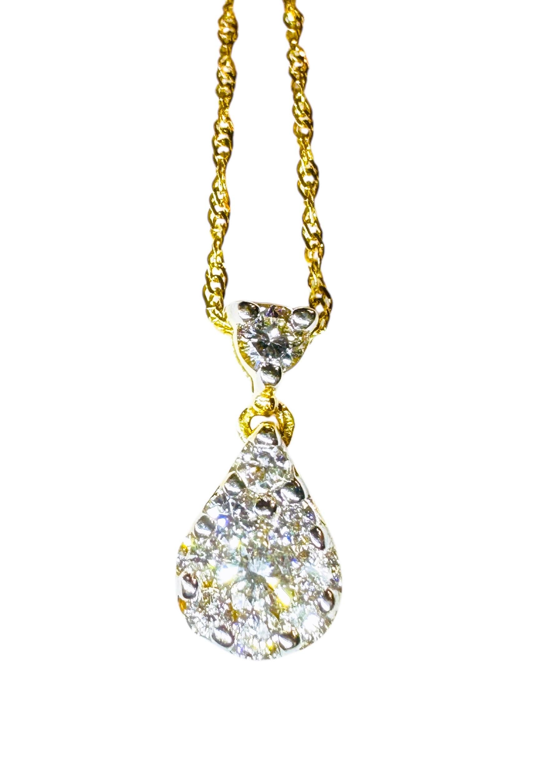 14k Gelbgold .60 Karat Diamant-Cluster-Anhänger & 14k Goldkette 18