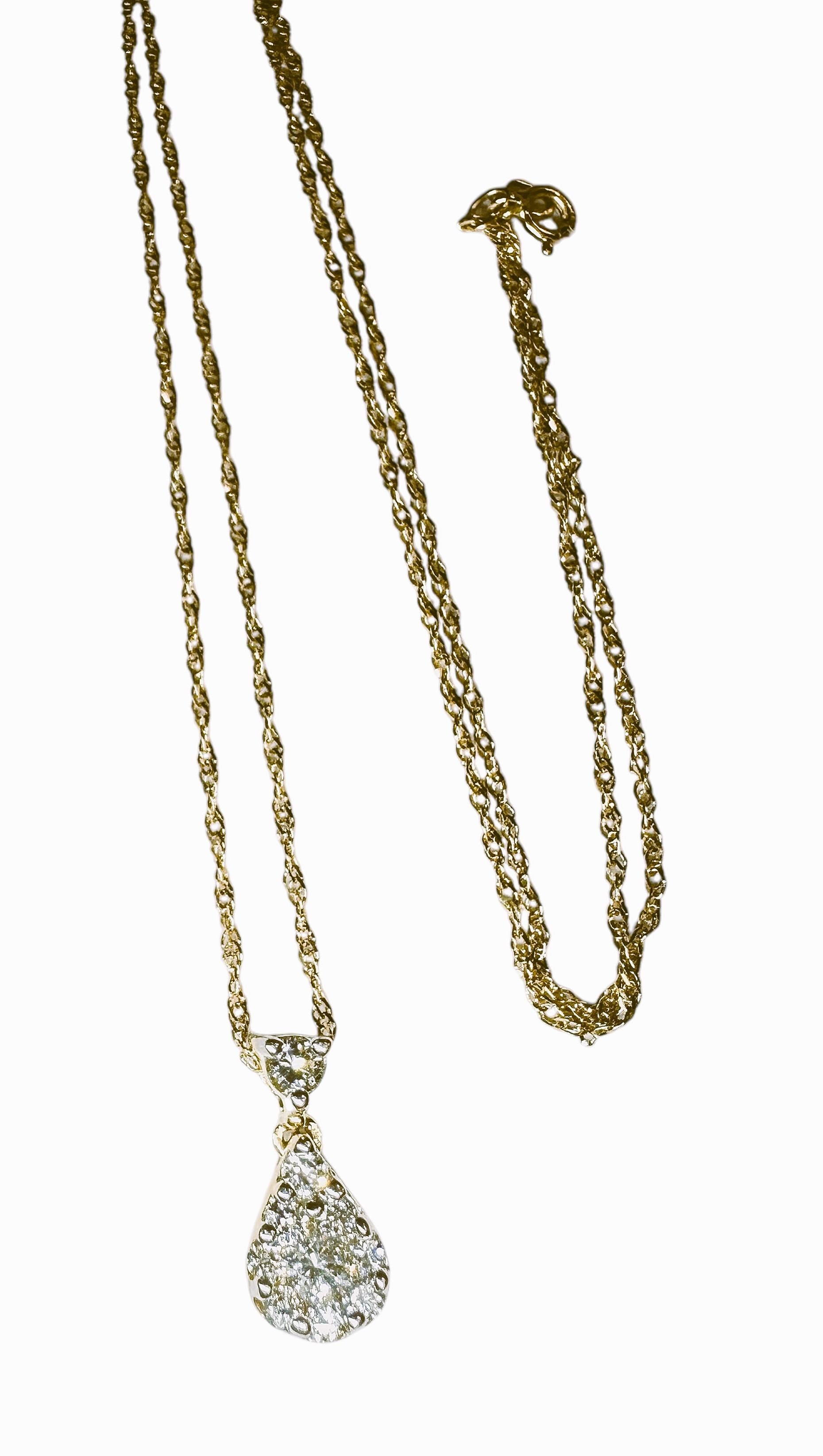 14k Gelbgold .60 Karat Diamant-Cluster-Anhänger & 14k Goldkette 18