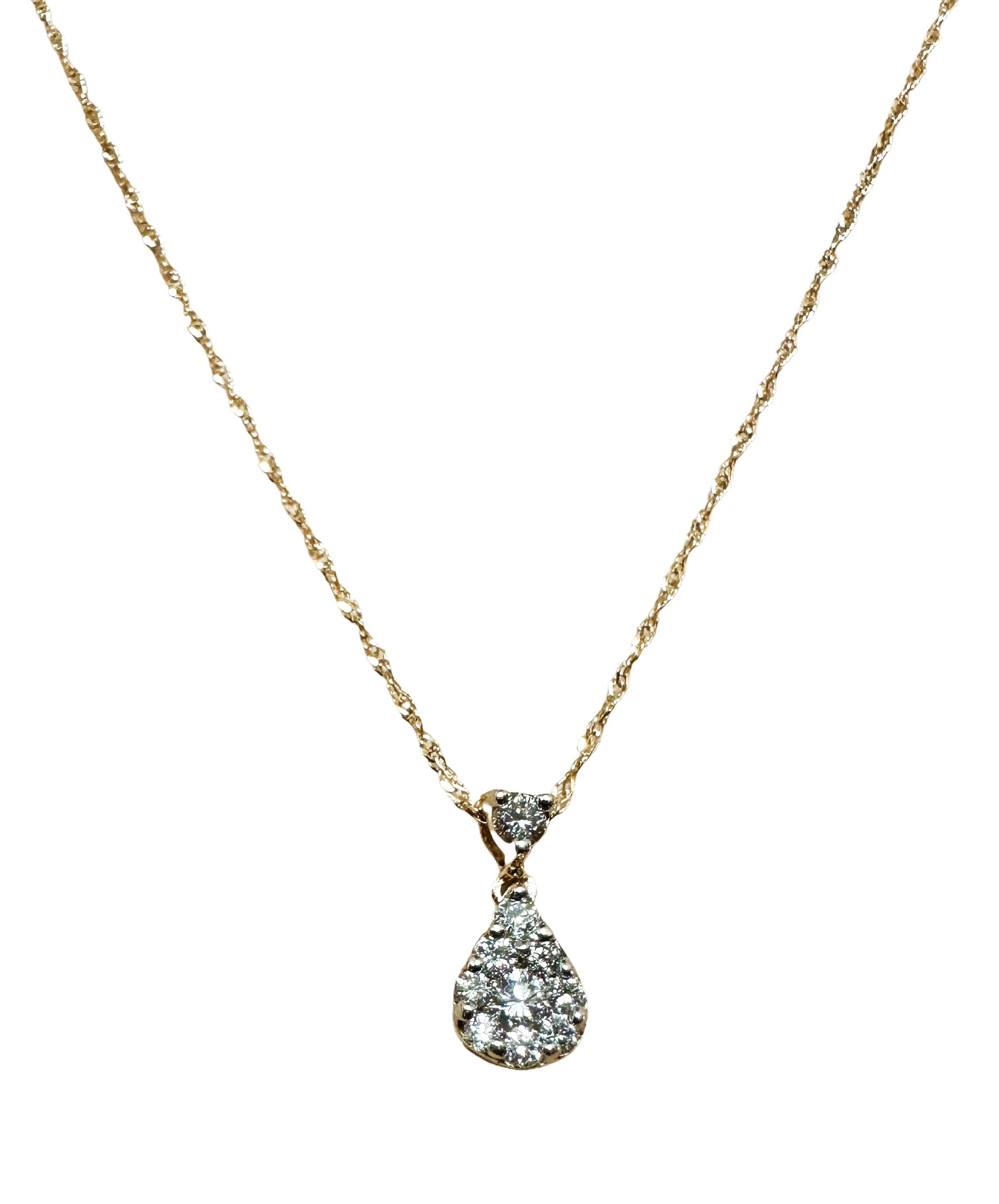 14k Gelbgold .60 Karat Diamant-Cluster-Anhänger & 14k Goldkette 18