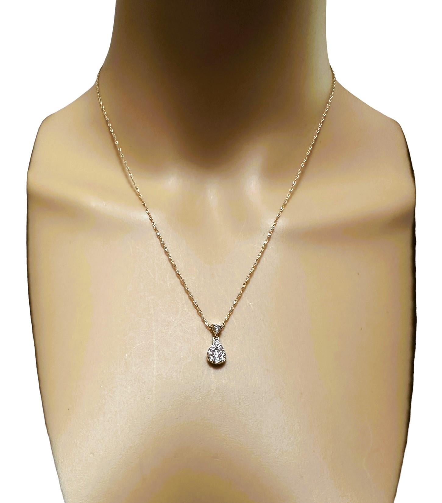 14k Yellow Gold .60 ct Diamond Cluster Pendant and 14k Gold Chain 18