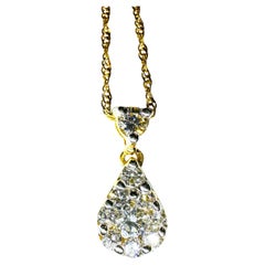 14k Yellow Gold .60 Carat Diamond Cluster Pendant & 14k Gold Chain 18" - Stamped