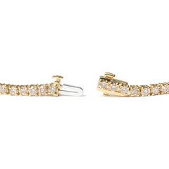 Pulsera de tenis de oro amarillo de 14 quilates con 6,0 qt de diamantes de talla brillante redondos clásicos