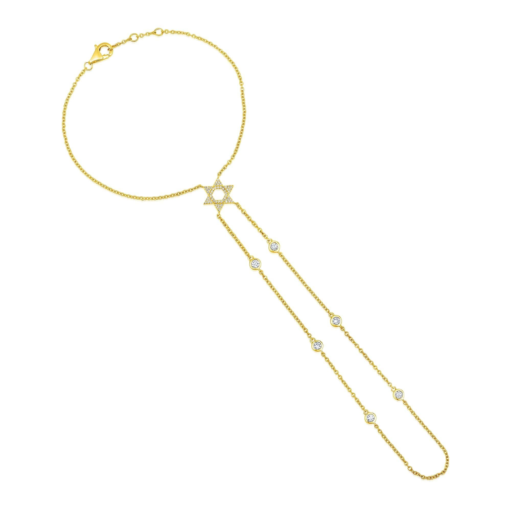 Moderne Chaîne à main en or jaune 14K avec diamants Étoile d'Elegance en vente