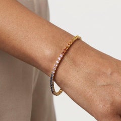 14K Yellow Gold 6.00 Ct Natural Rainbow Sapphire Tennis Bracelet 7.5 Inches