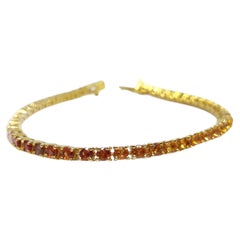 14K Yellow Gold 6.00 Ct Natural Rainbow Sapphire Tennis Bracelet 7.5 Inches