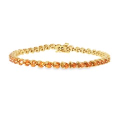 14K Yellow Gold 6.06 Carat Mandarin Garnet Tennis Bracelet, 7 Inches