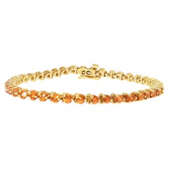 14K Yellow Gold 6.06 Carat Mandarin Garnet Tennis Bracelet, 7 Inches