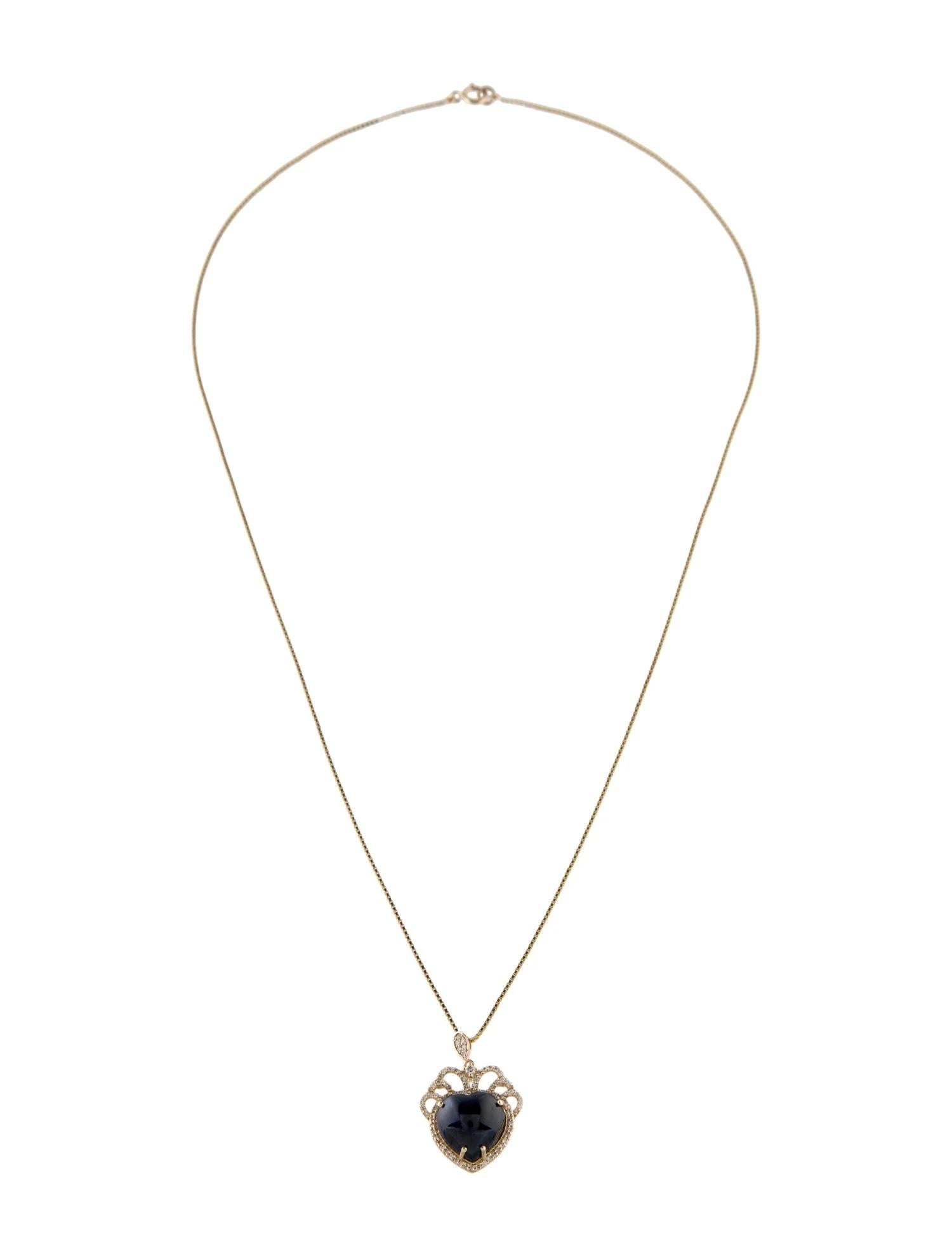 Artist 14K Yellow Gold 6.18ct Sapphire & Diamond Pendant Necklace For Sale