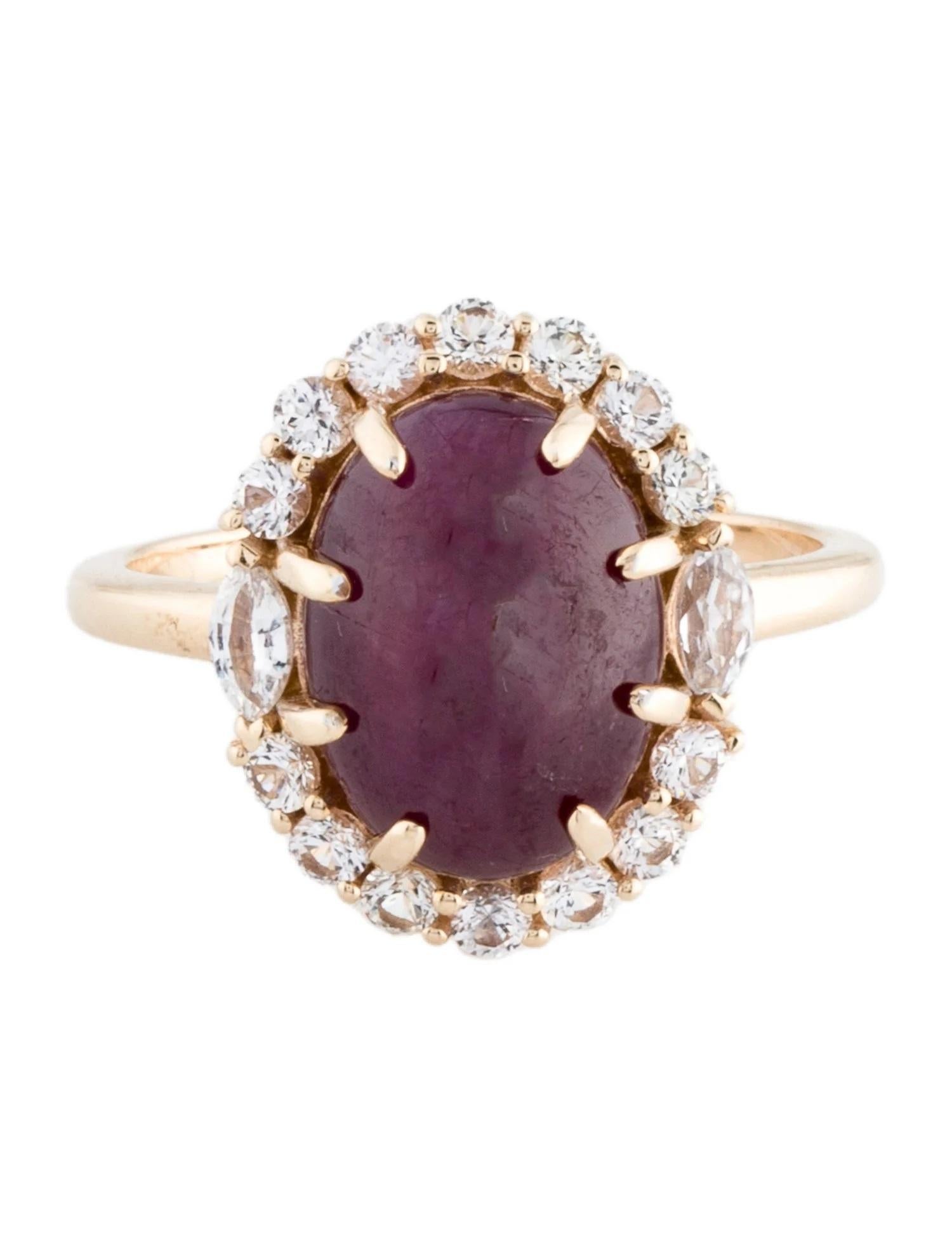 Artist 14K Yellow Gold 6.19ctw Oval Cabochon Ruby & 0.71ctw Sapphire Cocktail Ring, Siz