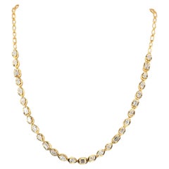14K Gelbgold 6,20 Karat Labordiamant Multi-Cut Tennis Halskette IGI zertifiziert
