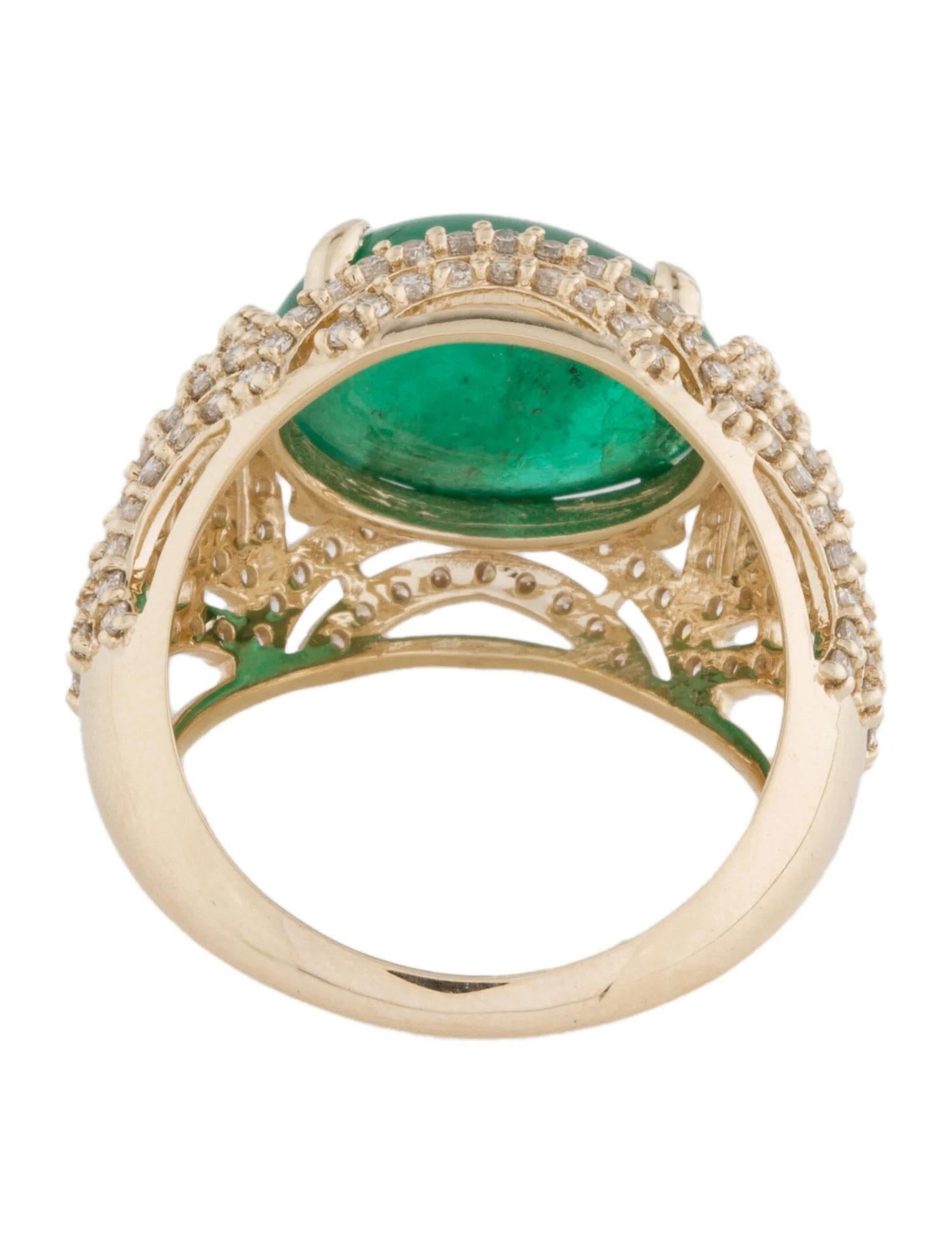 Artiste Bague cocktail en or jaune 14 carats, émeraude 6,24 carats et diamants, taille 7 en vente