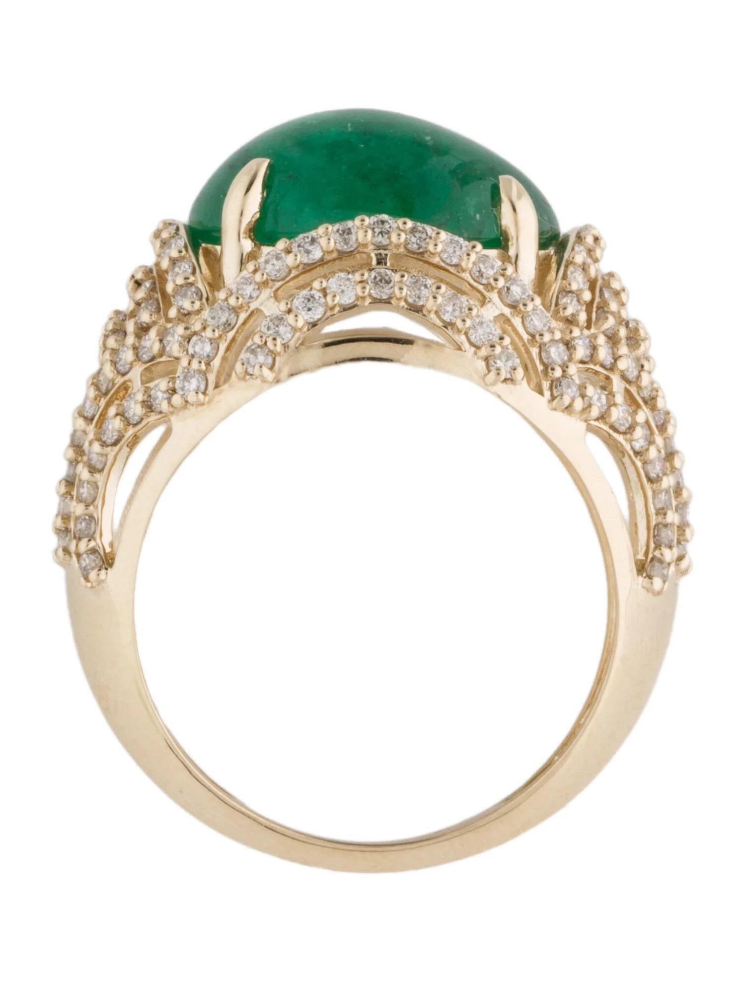 Emerald Cut 14K Yellow Gold 6.24ct Emerald & Diamond Cocktail Ring, Size 7 For Sale