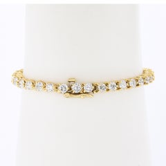 14k Yellow Gold 6.0ctw Round Diamond 3-Prong Martini Line Tennis Bracelet