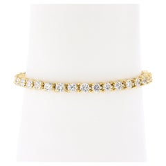 14k Yellow Gold 6.0ctw Round Diamond 3-Prong Martini Line Tennis Bracelet