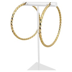 14k Yellow Gold 6.2g Large Spiral Twisted Hoop Earrings 2.5"