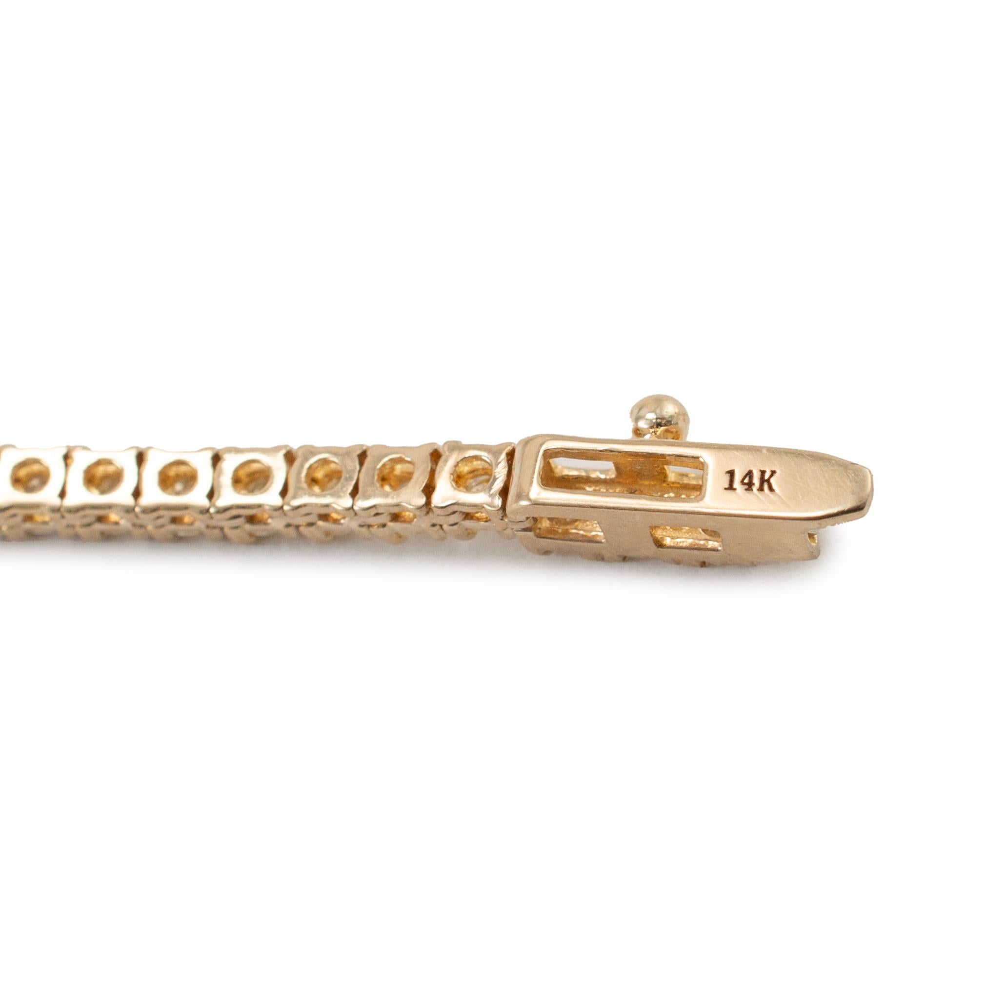 Women's 14K Yellow Gold 6.30ct Diamond Tennis Chain Necklace For Sale