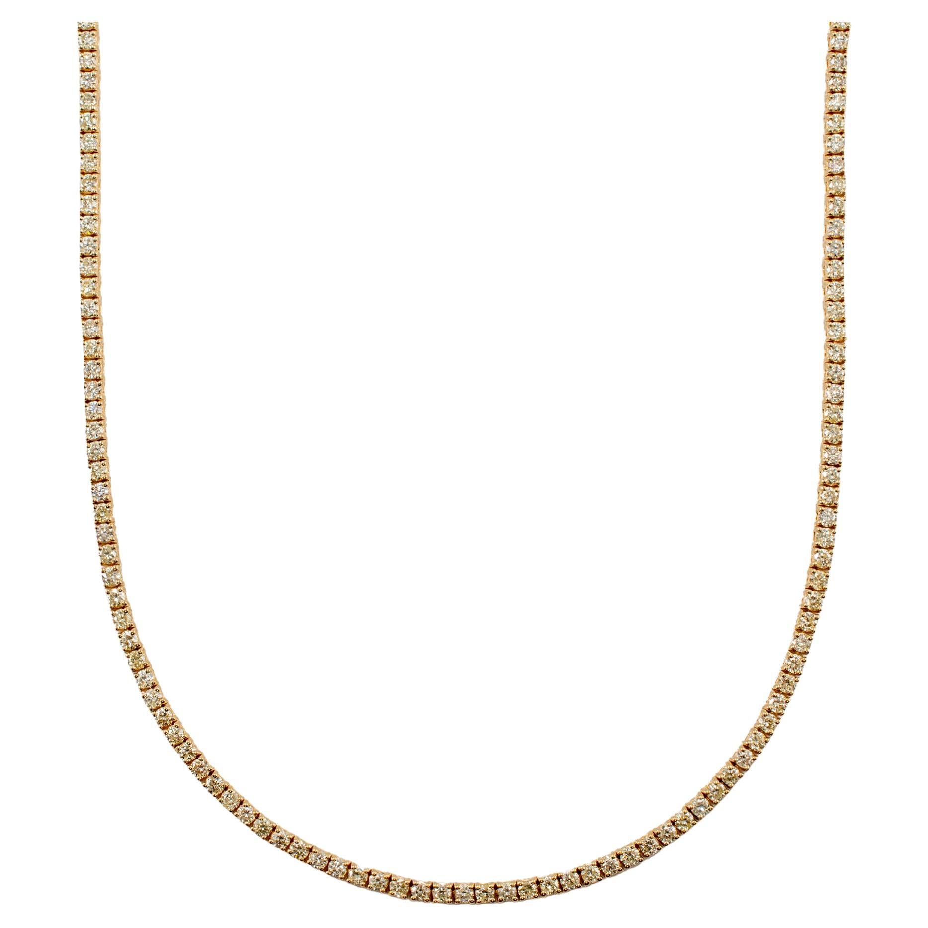 14K Yellow Gold 6.30ct Diamond Tennis Chain Necklace