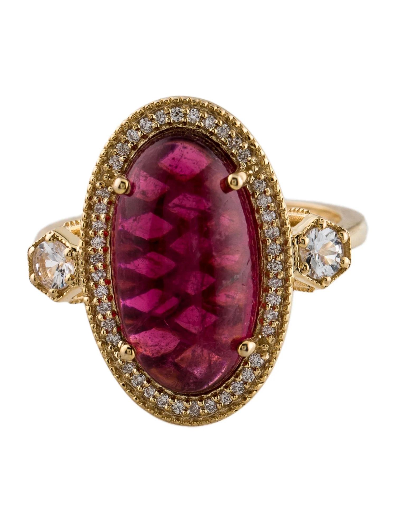 Artiste Cockta en or jaune 14K avec tourmaline rose de 6,34 ct, saphir de 0,23 ct et diamant de 0,08 ctw en vente
