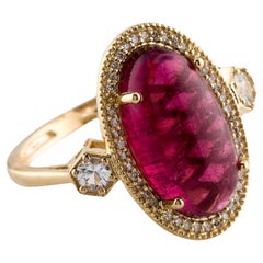 14 Karat Gelbgold 6,34 Karat rosa Turmalin, 0,23 Karat Saphir & 0,08 Karat Diamant Cockta