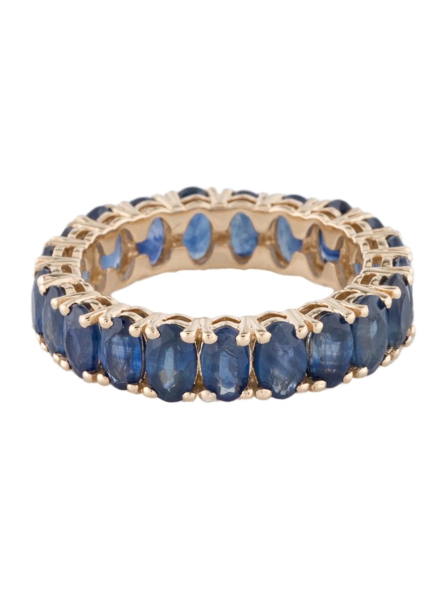 Artist 14K Yellow Gold 6.37ctw Blue Sapphire Eternity Band, Size 7, Oval Brilliant Sapp