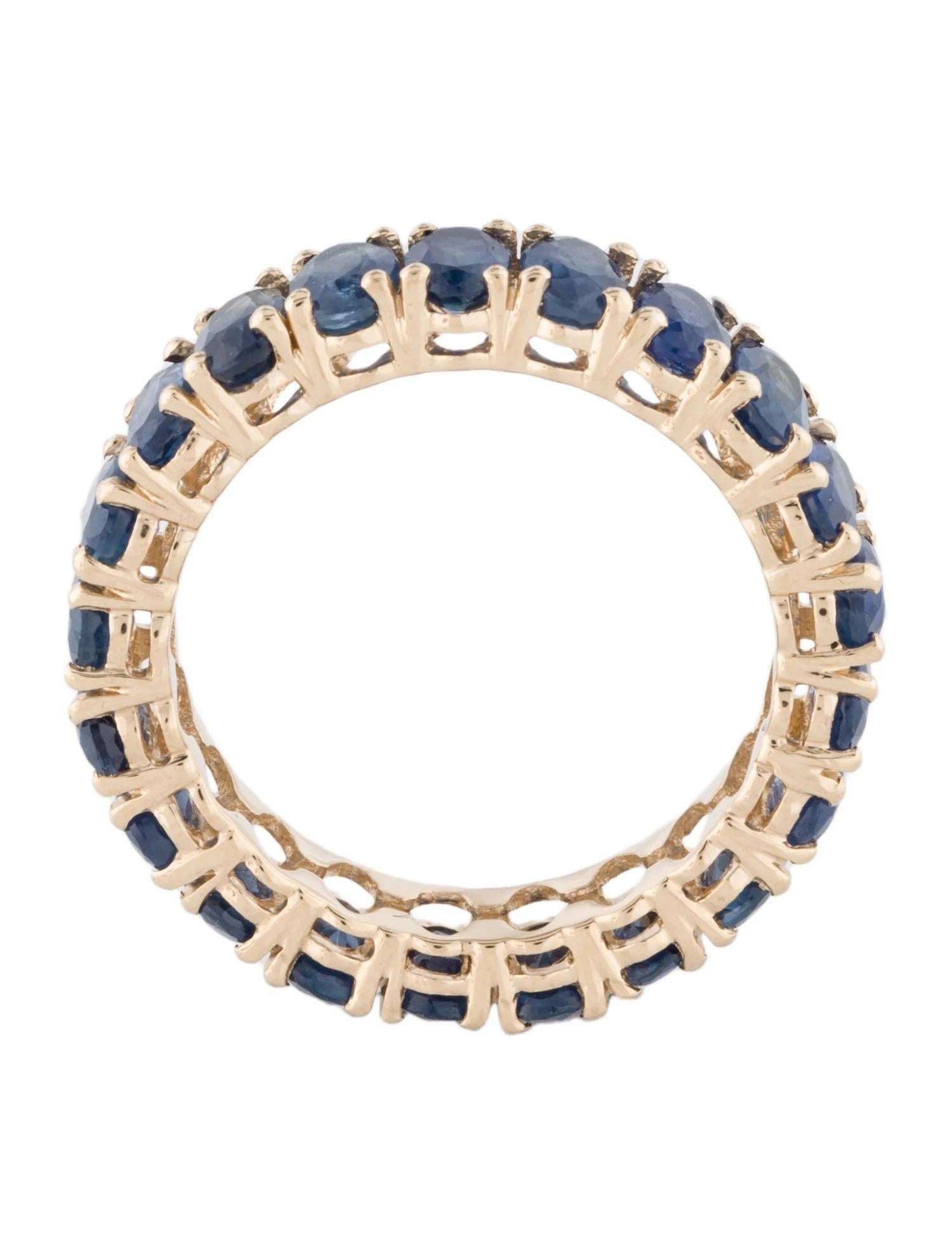 14K Yellow Gold 6.37ctw Blue Sapphire Eternity Band, Size 7, Oval Brilliant Sapp In New Condition In Holtsville, NY