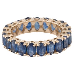 14K Yellow Gold 6.37ctw Blue Sapphire Eternity Band, Size 7, Oval Brilliant Sapp