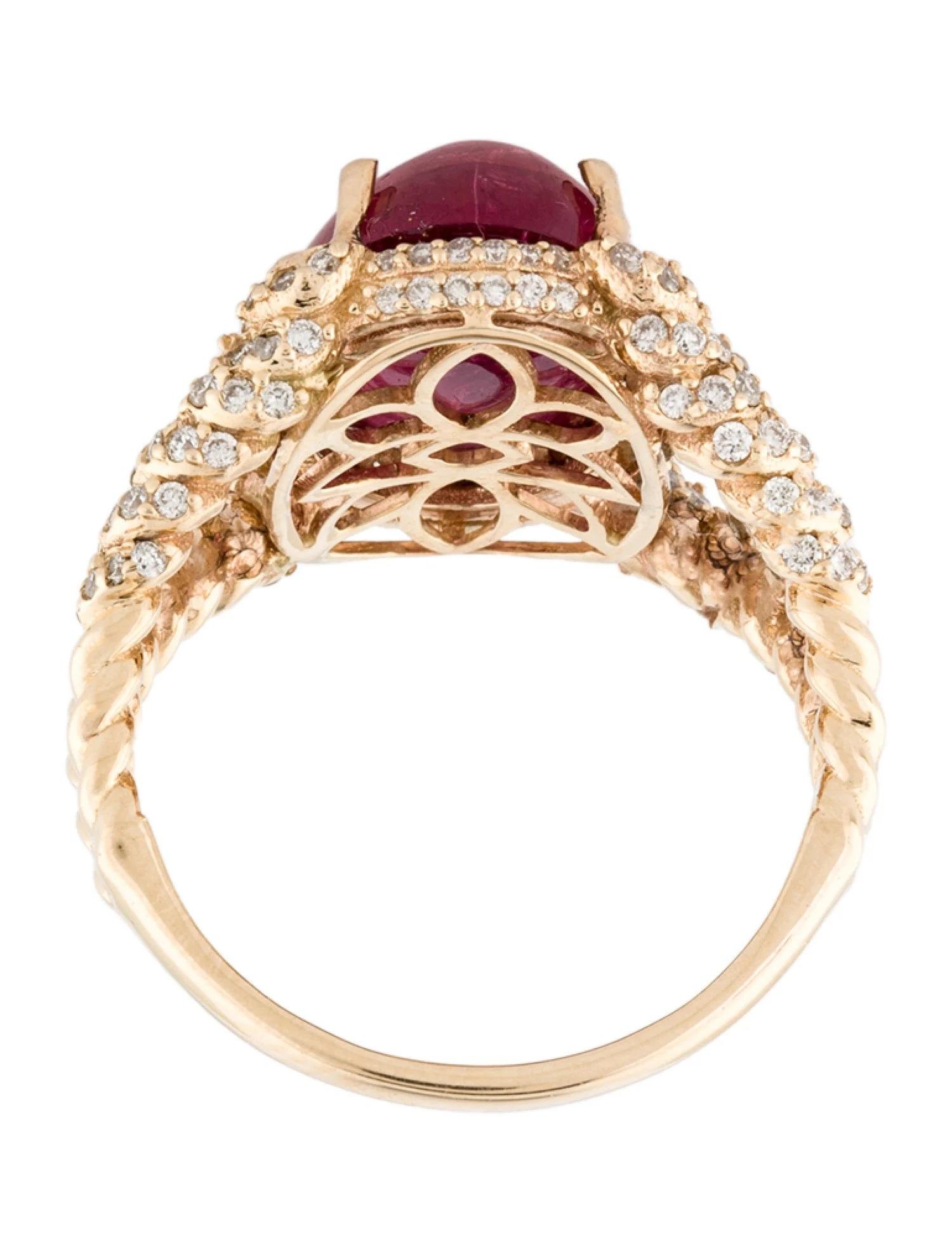 Bague cocktail en or jaune 14 carats, tourmaline rose 6,46 carats et diamants, taille 7,25 Neuf - En vente à Holtsville, NY