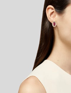 14K Yellow Gold 6.46ctw Pink Tourmaline & 0.61ctw Diamond Stud Earrings
