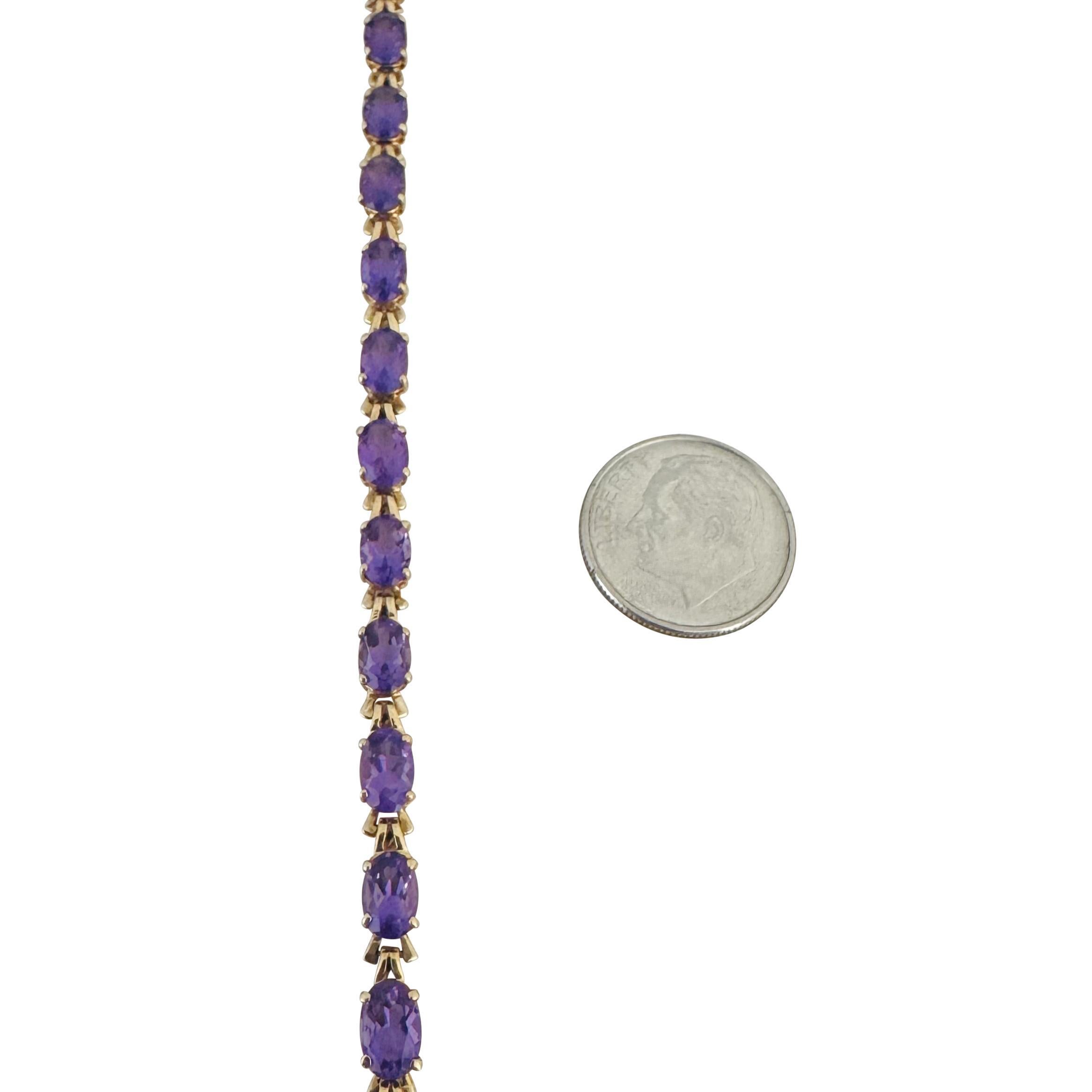 14k Yellow Gold 6.4g Ladies Amethyst Tennis Bracelet 7.25